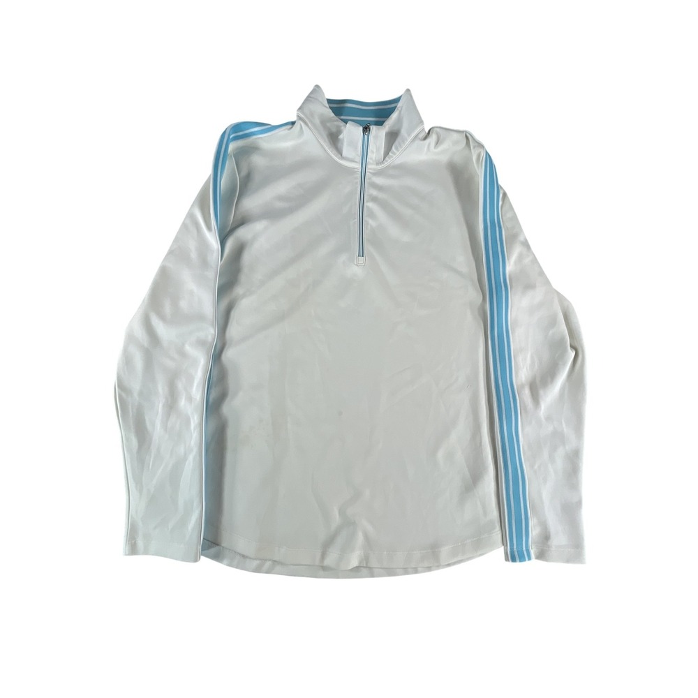 Greg Norman Pullover Shirt Mens XL White Blue PlayDry Golf Quarter Zip Athletic